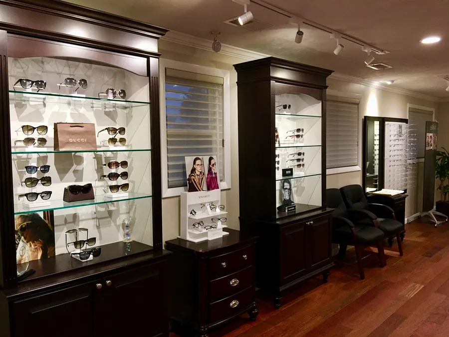 Display cabinets of sunglasses and frames
