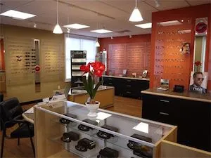 Eyeglass frames on display at HB Eye Care Center